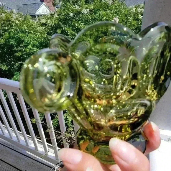 COPY - Vintage Imperial Green Verde Glass Creamer & Sugar - Picture 7 of 12